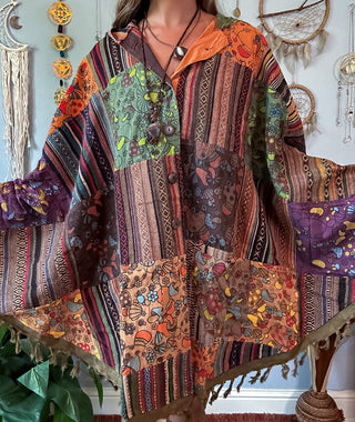 MUSHROOM PATCH PONCHO - RUST