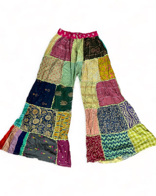 PATCHWORK WIDE LEG TROUSERS