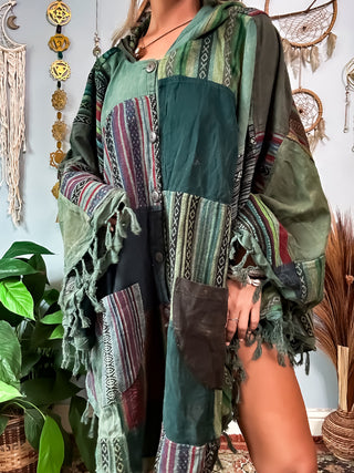 BERKELEY HOODED PONCHO - DARK FOREST