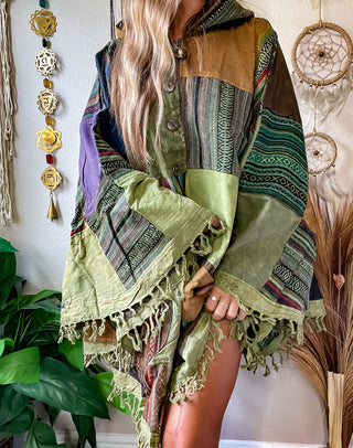 BERKELEY HOODED PONCHO - FOREST