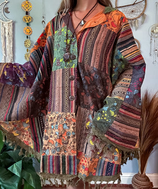 MUSHROOM PATCH PONCHO - RUST