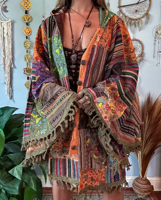 MUSHROOM PATCH PONCHO - RUST