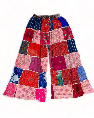 PATCHWORK WIDE LEG TROUSERS