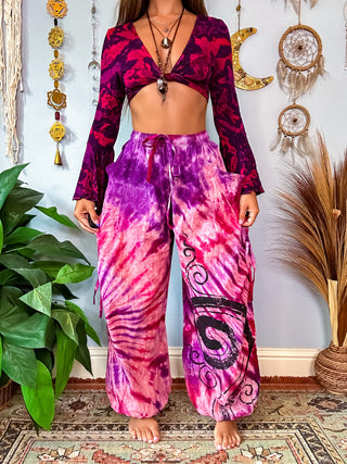 LEILANI HAREM TROUSERS - PINK & PURPLE