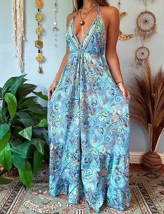 SILK TIERED DRESS - SKY BLUE