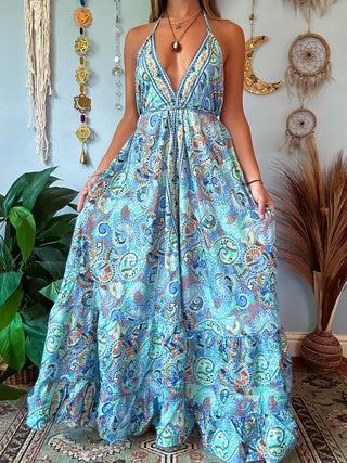 SILK TIERED DRESS - SKY BLUE