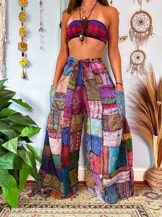 WOODLAND WIDE LEG TROUSERS - BERRY