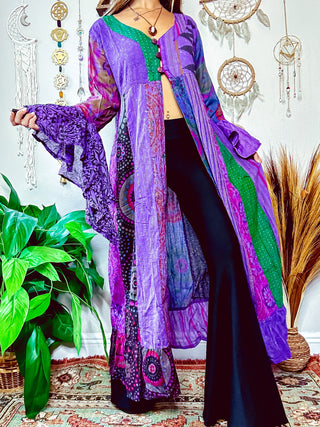 TILY PATCHWORK DUSTER - PURPLE