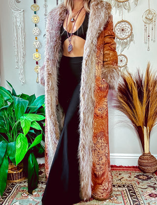 BOHO GODDESS FAUX FUR TRIM COAT