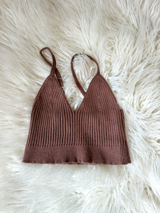 KENNA KNIT TOP - BROWN