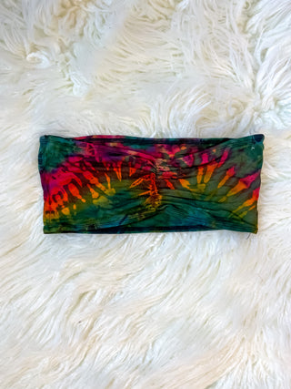 CALLA TIE DYE BANDEAU TOP - GREEN