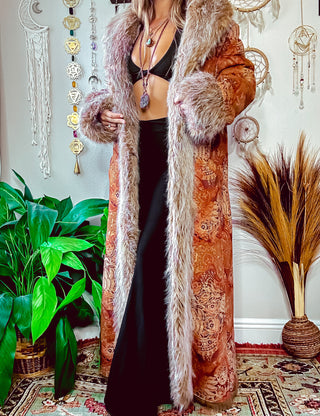 BOHO GODDESS FAUX FUR TRIM COAT