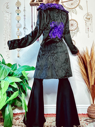 BUTTERFLY EMBROIDERED VELVET PIXIE COAT