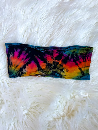 CALLA TIE DYE BANDEAU TOP - BLACK